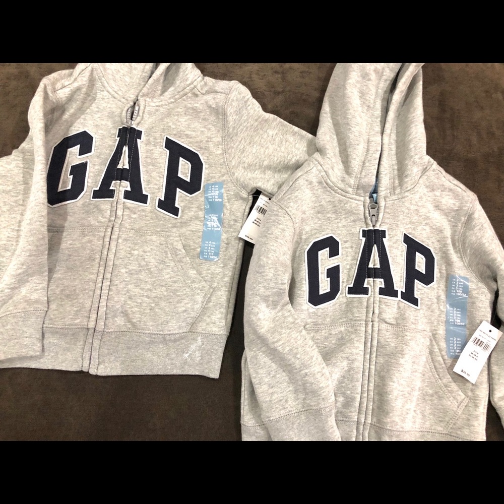 NWT Boys Grey Gap Zip-Up Hoodie Sweatshirt